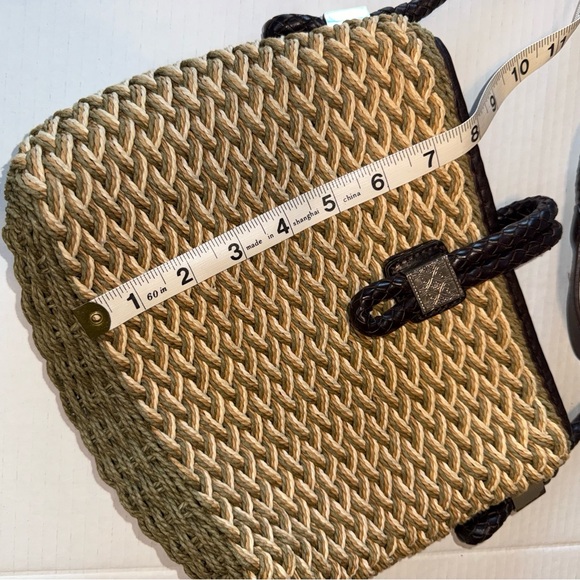 Brighton Beige Brown Woven w/Leather Vintage Crossbody Purse 90’s Casual Western - Picture 9 of 12
